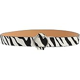ABOOFAN Zebra Belt for Women Imitation Leather Waist Belt with Round Buckle Casual Wide for Daily Wear Party Accessory
