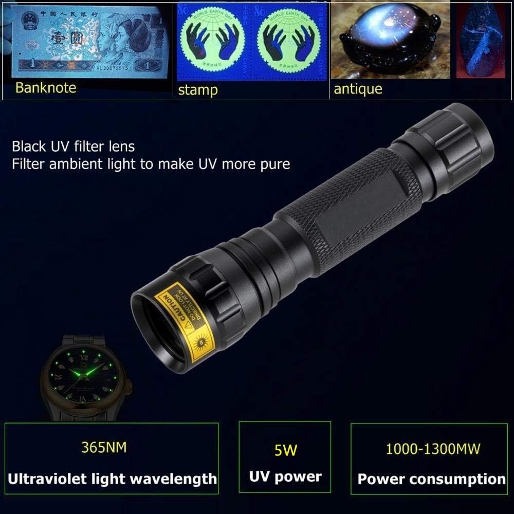 UV LED Black Light Handheld Flashlight Waterproof Flashlights with Filter Lens Lamp Rechargeable Batteries Blacklight Detector for Spot Carpet Pet Urine Stain Catch, Resin Glue Curing Light - - 