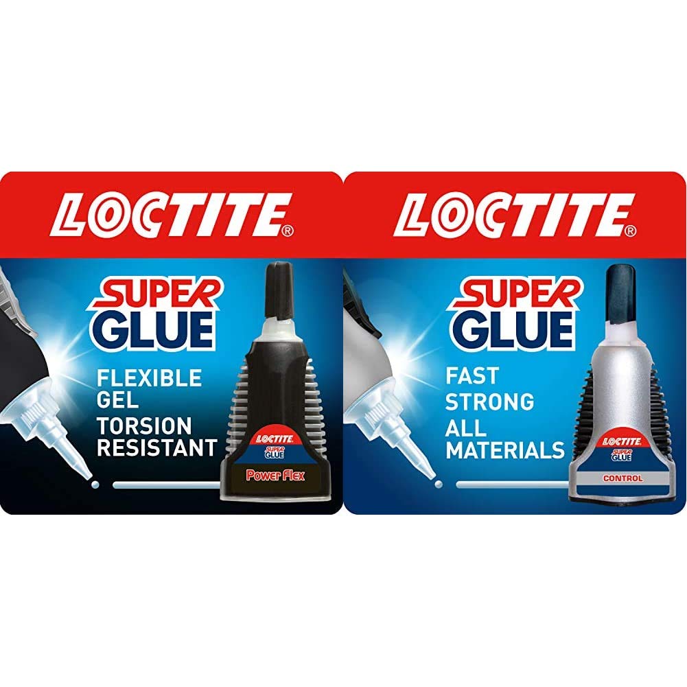 Loctite 1621077 Super Glue Power Flex Gel Control, 3g & 1623037 Super Glue Control Liquid, 3g