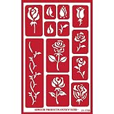 Over'N'Over Reusable Glass Etching Stencils &ndash; Durable Self-Stick Designs for Glass, Mirrors, and Ceramics with Armour Etch Cream &ndash; 5" x 8" Stencil Sheet - Rose Buds
