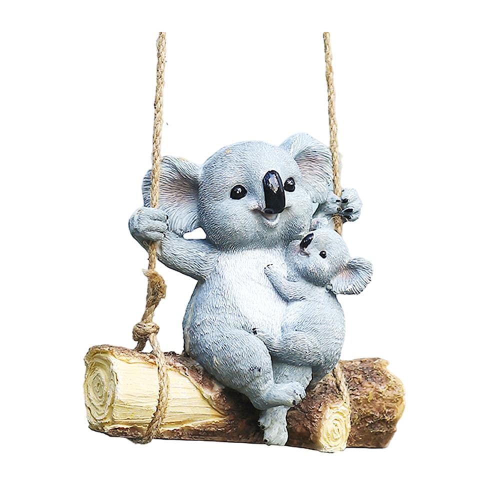 KENANLAN koala statue garden decorations lanyard koala simulation animal resin outdoor garden crafts ornaments (b)