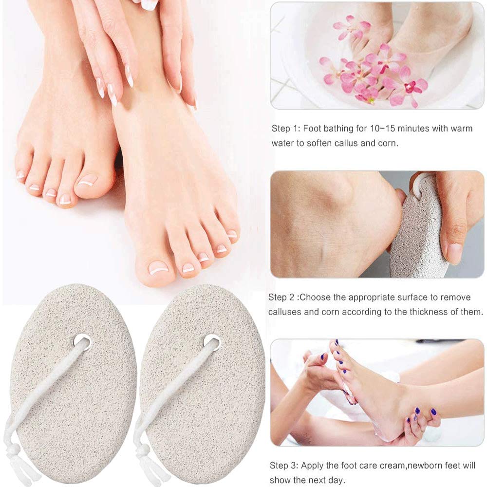 Natural Pumice Stone for Feet, Borogo 2-Pack Lava Pedicure Tools Hard Skin Callus Remover for Feet and Hands - Natural Foot File Exfoliation to Remove Dead Skin, Heels, Elbows, Hands: Beauty