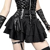 Gothic Skirt Cute Emo Skirts for Women Lace-Up Layered Skirt Grunge Goth Punk Mini Skirt Y2k Fairy Skirt