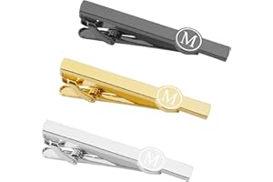 Dannyshi Tie Clips for Men 2.1inch Initial Letter Tie Clip Bar Set
