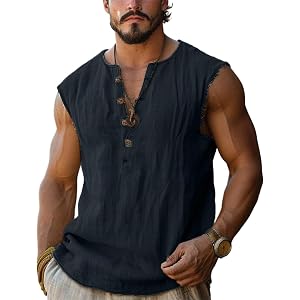 Men Hippie Sleeveless Tank Tops Vintage Tassel Button Down Western Cowboys Muscle Shirts Beach Travel Guys Streetwear