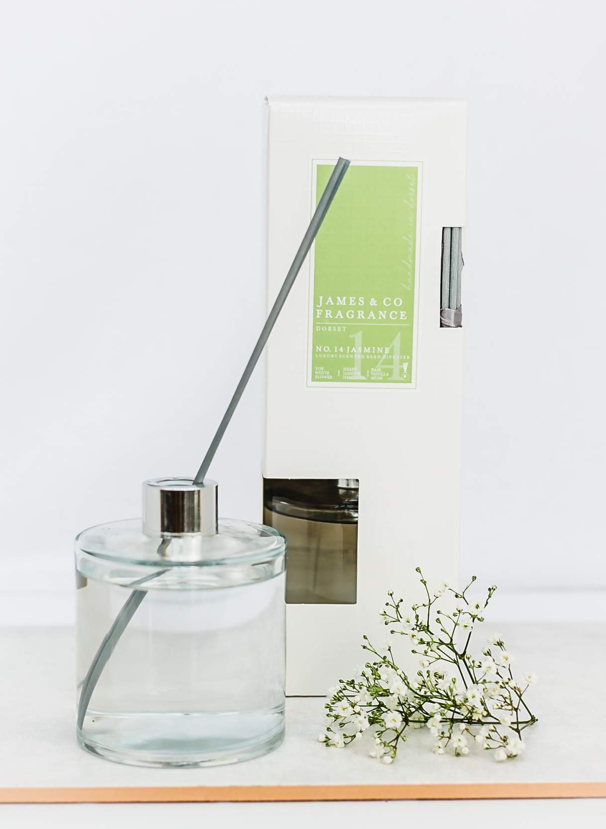James & Co No.14 Jasmine (Jasmine & White Lily) 300ml Home Fragrance Reed Diffuser Set