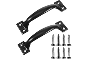 KALIONE 4.7" Garage Door Handle Metal Gate Handle Screen Door Handle Shed Fence Gate Handles for Wooden Fences Outdoor(2 Packs Black)