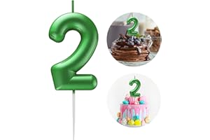 KANOO Green Number 2 Candle Happy Birthday 3D Number Candles for Birthday Cake Party Decoration Wedding Anniversary Celebration Supplies