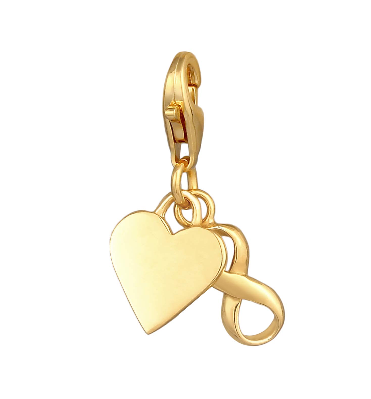 Nenalina 0409710220 Heart Infinity Lobster Clasp Charm Pendant for Charm Bracelet 925 Sterling Silver, Sterling Silver, Crystal