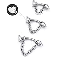 ALACLO 3 Pcs 316L Stainless Steel 16G Tragus Helix Rook Piercing Jewelry with Chain, Cartilage Earrings for Women, Belly Button Ring Vertical Labret Lip Piercing Jewelry