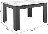 Blisswood 140cm Dining Table 4 Chairs PU Leather White Marble Grey view 3