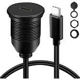 BATIGE Single Port Type C 3.1 Car Flush Mount Cable USB C 3.1 Panel Mount Male to Female Extension Cable for Car Truck Boat Motorcycle 3ft