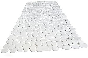 TIKE SMART “Pebbles” Non-Slip Bathtub/Shower Mat 27.5”x14” Rectangular, Non-Toxic, Safe, Clean, Machine-Washable, Superior Gr