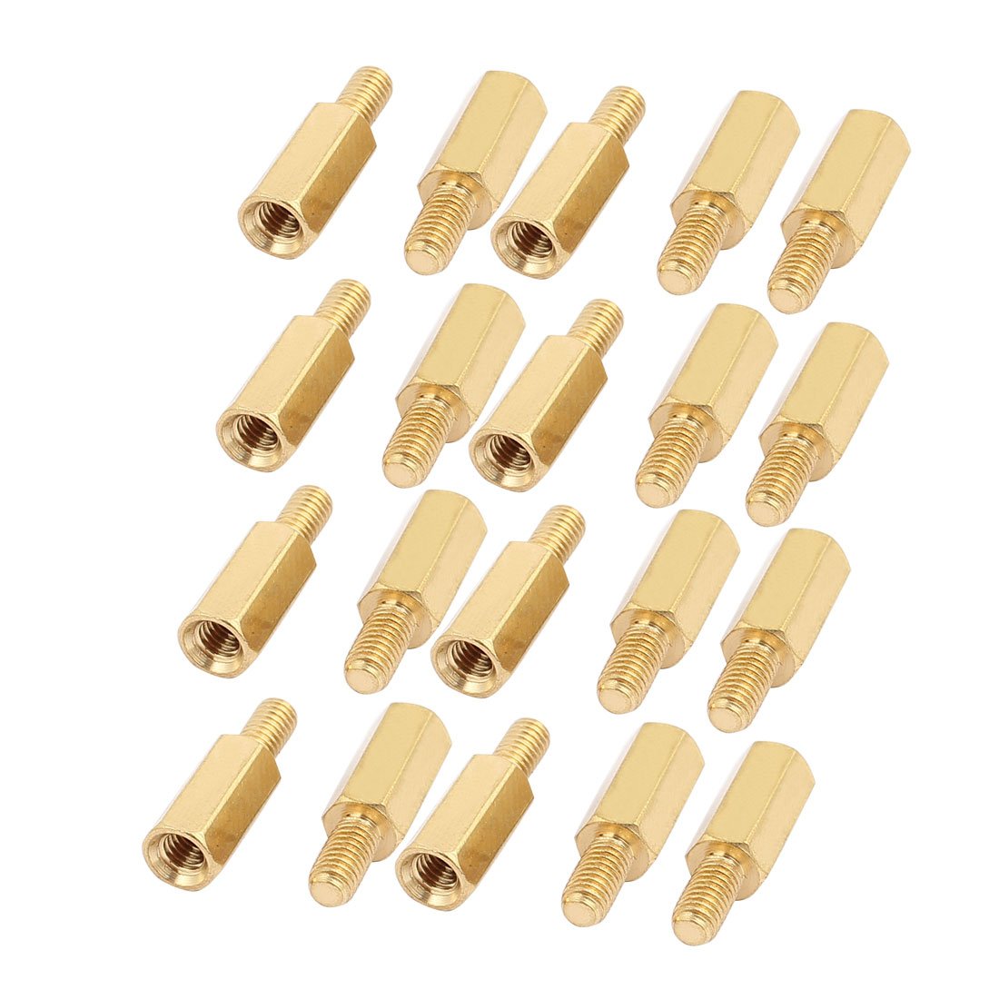 sourcingmap 20Pcs M4 Male to Female Thread Insulated Brass Standoff Hexagonal Spacer 10+6mm Long