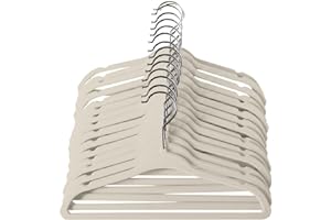Kit 50 Cabide Infantil Veludo Antideslizante Ultra Fino Moderno (Bege)