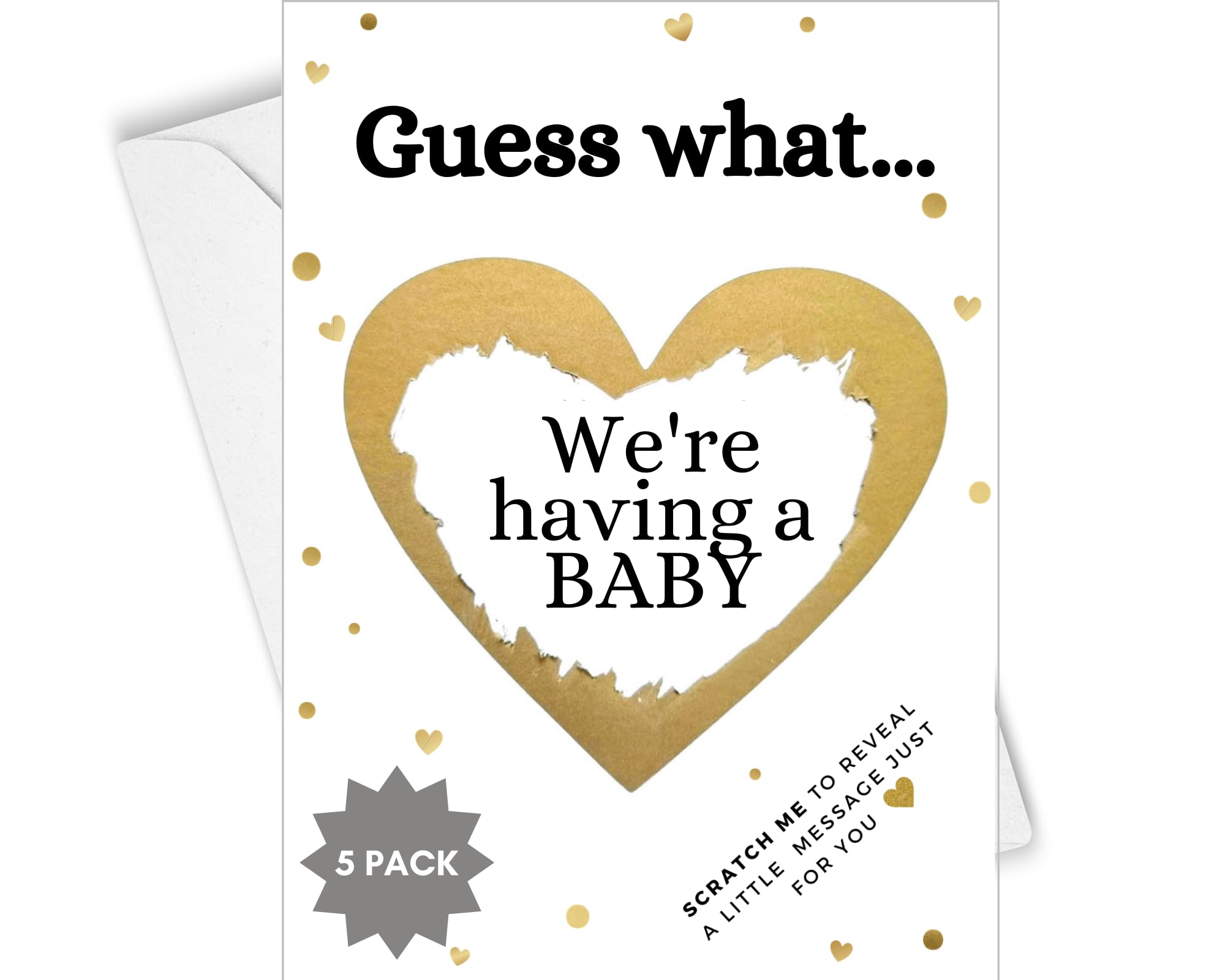 5 Pack Pregnancy Announcement Cards Baby Reveal Scratch Cards: Guess What... We're Having a BABY Surprise Novelty Gift Idea Scratchcards for New Dad Grandparents