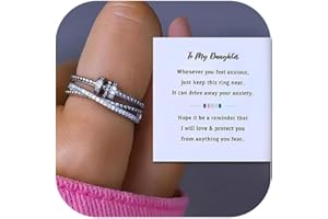 Long tiantian Daughter Gifts from Mom Fidget Ring Adjustable Open Spinner Worry Anxiety Rings for Women Mothers Day Gifts for Daughter