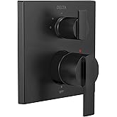 DELTA FAUCET T24867-BL Angular Modern Monitor 14 Series Valve 3-Setting Integrated Shower Trim with Diverter, Matte Black