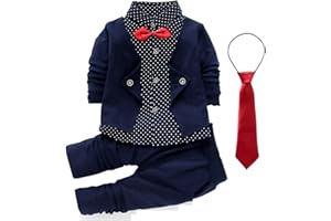 HZXVic Baby Boys Gentleman Outfits Suits,Toddler Boy Clothes Formal,Kids Dress Shirt+Bow Ties+Pants Set