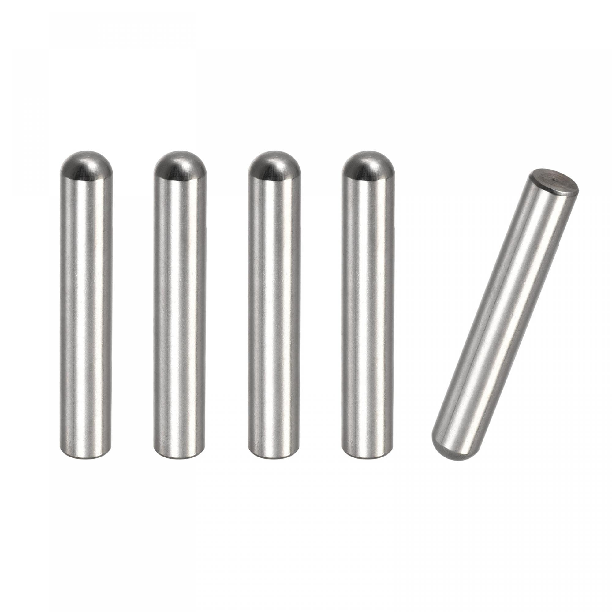 TOP-VIGOR 5Pcs 8mm x 50mm Dowel Pins, 304 Stainless Steel Round Head Flat Chamfered End Shelf Pegs Support Fasten Elements Silver Tone