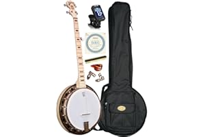 Deering Goodtime Two (2) LEFT HANDED 5-String Maple Resonator Bluegrass Banjo Bronze Powercoat Hardware, Art Deco Inlay with Instrument Alley Gig Bag, Strings, Mute, Tuner, Picks, Bundle