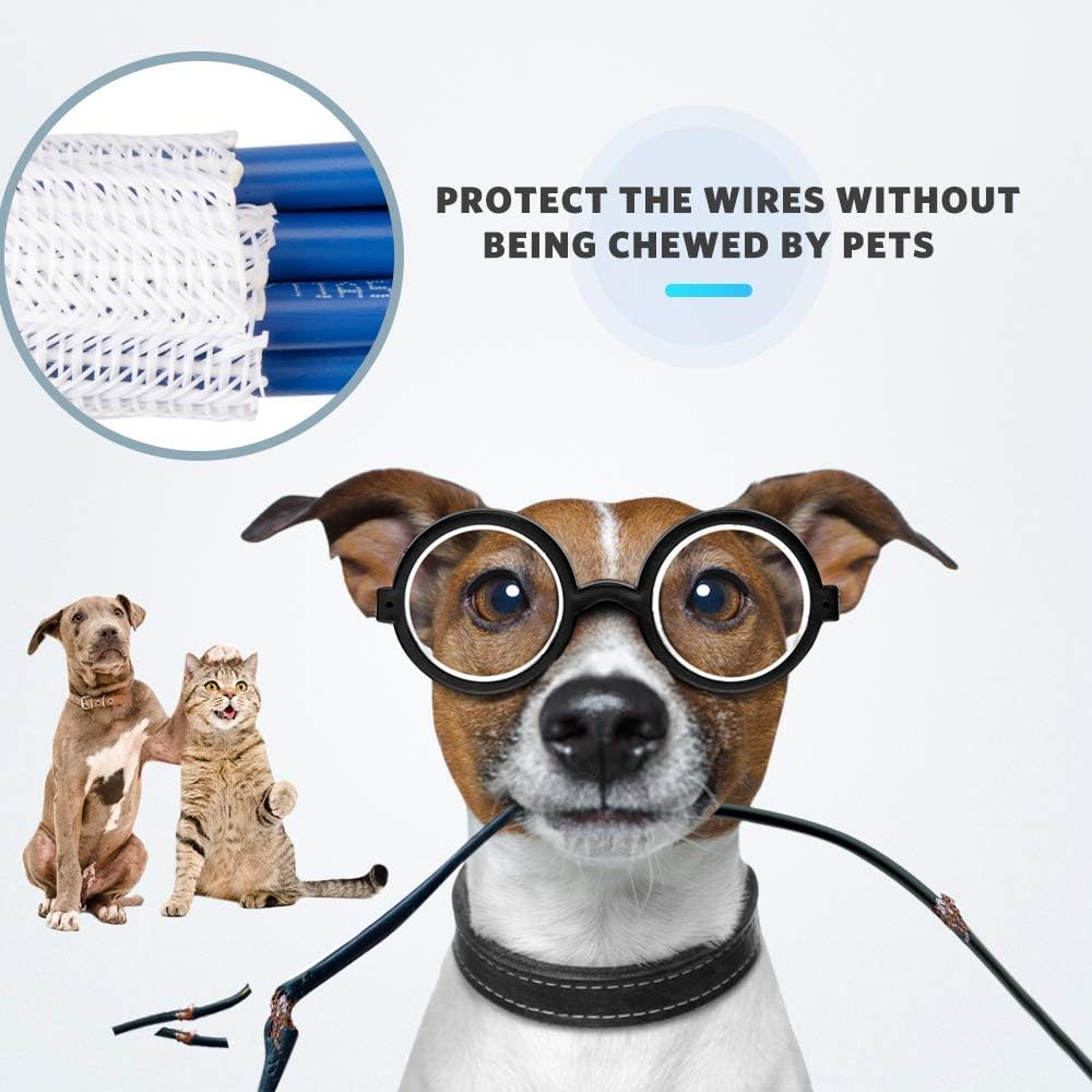 White Cable Sleeve Cover, AGPTEK Cord Management System for Desk PC TV Computer Projector Wires Protection and Organization, Home, Theater and Office, 6.6ft - 2/3 inch, White: Home Audio & Theater