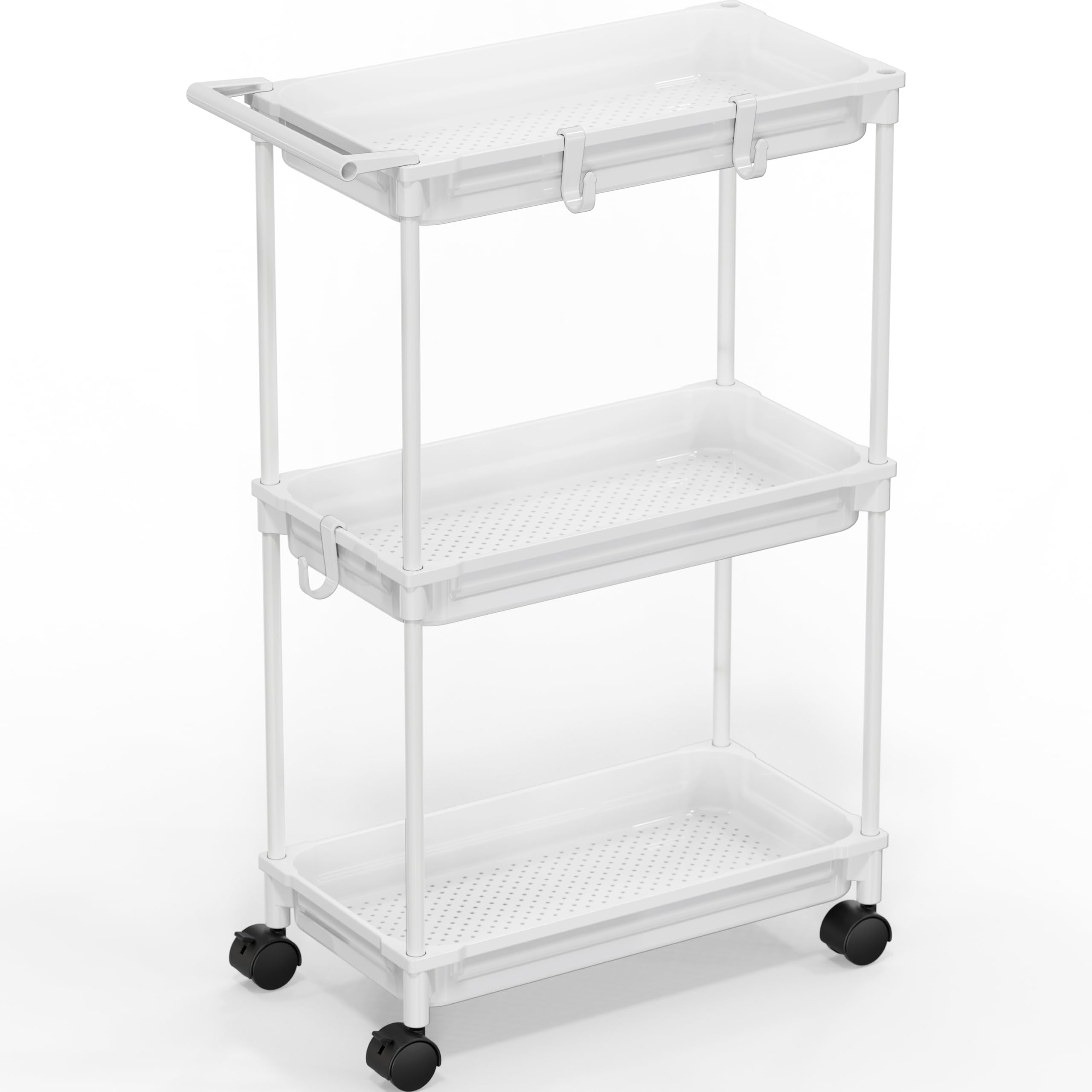 Photo 1 of SIMPLE HOUSEWARE Standard 3-Tier Slim Rolling Storage Cart, White