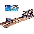 Water Rowing Machine for Home Use, Foldable Rower Machine with Dedicated Monitor & Bluetooth App, Upgraded Handle, Adjustable Footpad, Tablet Holder Water Rowing Machine