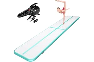 ZENOVA Inflatable Gymnastics Mat Tumble Track Air Tumbling Mat Floating Water Mat 10FT/13FT/16FT 4 inches Thickness for Home Use Tumbling, Training, Cheerleading,Yoga,Water Lake with Electric Air Pump