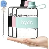 hydr | 17oz Flat Water Bottle For Purse & Flexible Cleaning Brush | Tritan BPA Free Square Water Bottle | Leak/Drop Proof Slim Water Bottles For Travel, small water bottles mini
