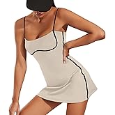 Move With You Womens Workout Tennis Dress with Built-in Bra & Shorts Pockets Sleeveless Exercise Golf Dresses