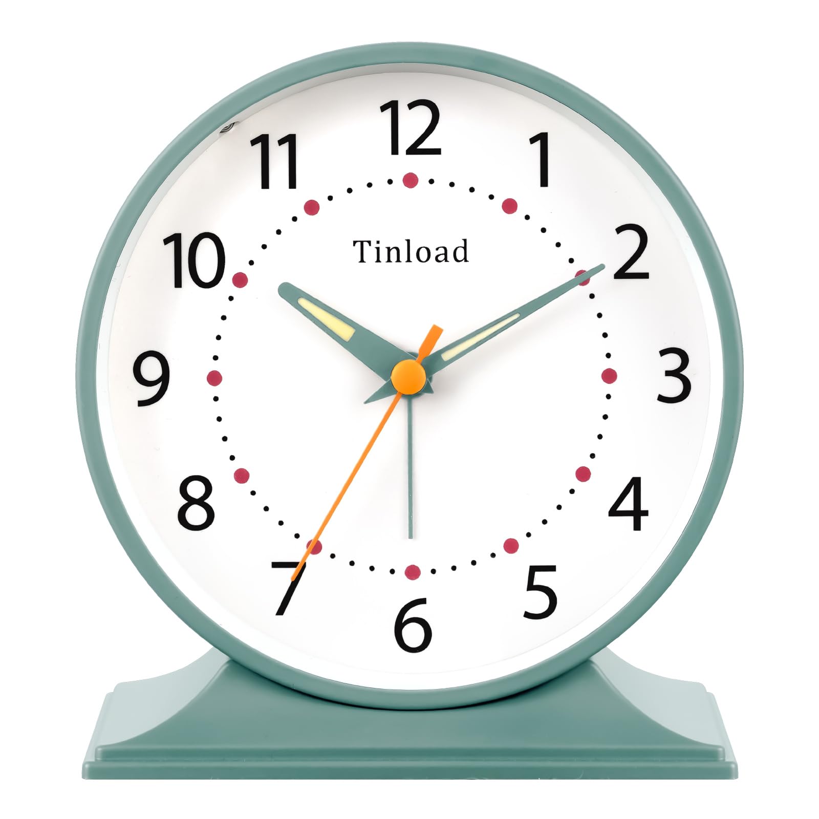 Photo 1 of Tinload 4.5" Antique Retro Analog Alarm Clock, Small Silent Bedside Desk Clock with Manual Light, Battery Operated, Snooze, for Living Room, Bedroom, Bedside, Desk(Green)