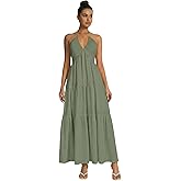 OYOANGLE Women's Summer Beach Formal Wedding Guest Dress Backless Flowy Vacation Boho Maxi Dresses