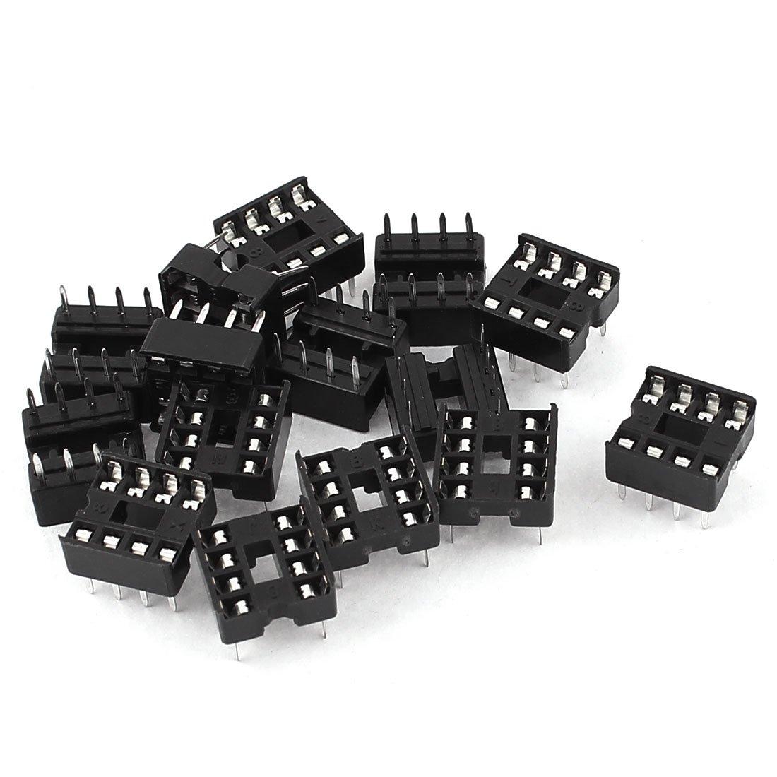 sourcing map 15pcs Solder Type 8PIN DIP Integrated Circuit IC Sockets Connector