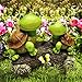 LA JOLIE MUSE Garden Statue Figures Turtles on a Log, 9 Inch Large Resin Patio Lawn yard Indoor Outdoor Decorations, Housewarming Gift