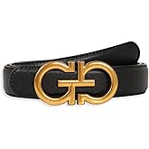 Aurolran Women's Fashion Classic Metal Buckle Leather Belt with Jeans Dress