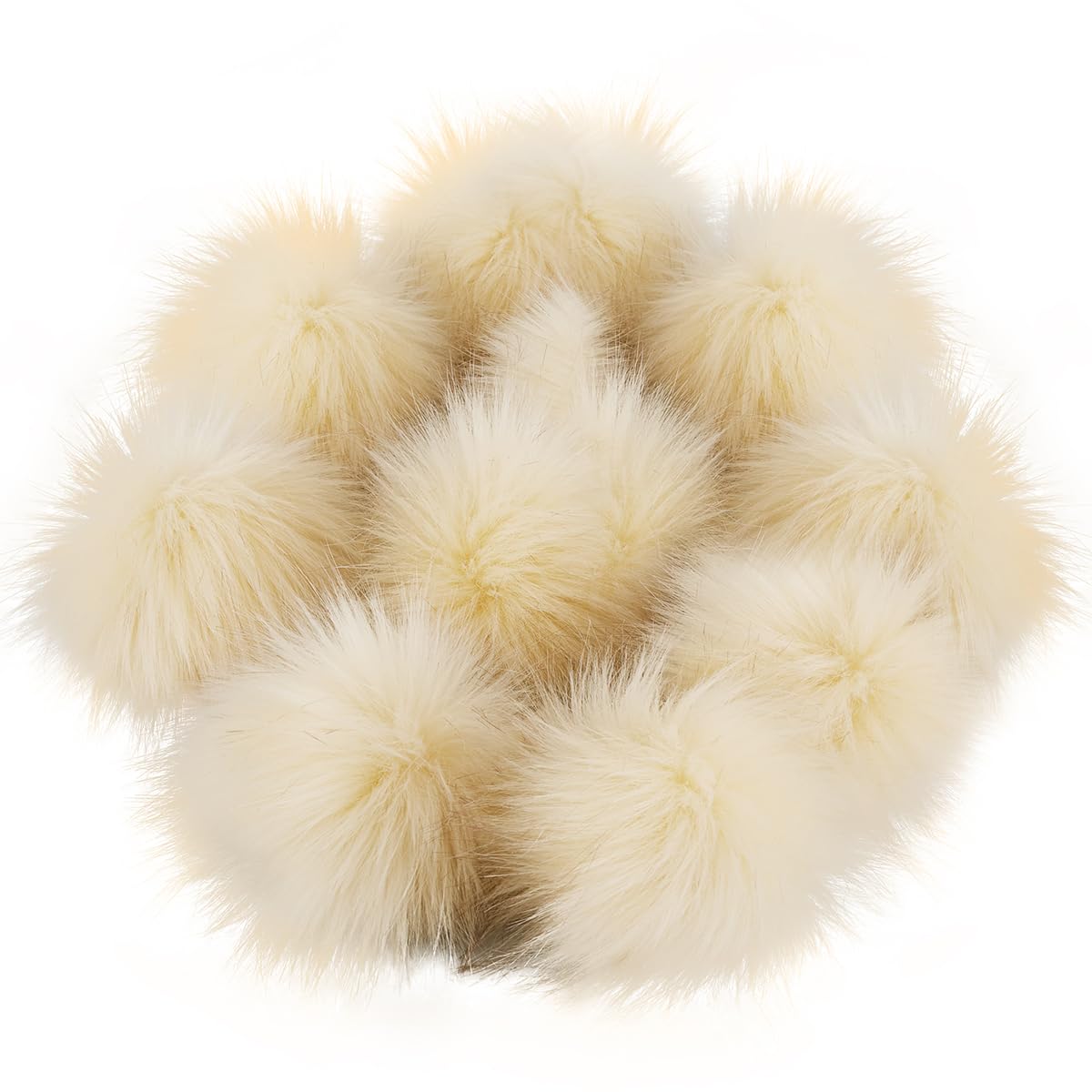 View 1 of 12 Pieces Faux Fur Pom Pom Balls Fur Fluffy Pompom Ball with Elastic Loop for Hats Shoes Scarves Gloves Scarves Bag Key Chain Charms Accessories (Cream)