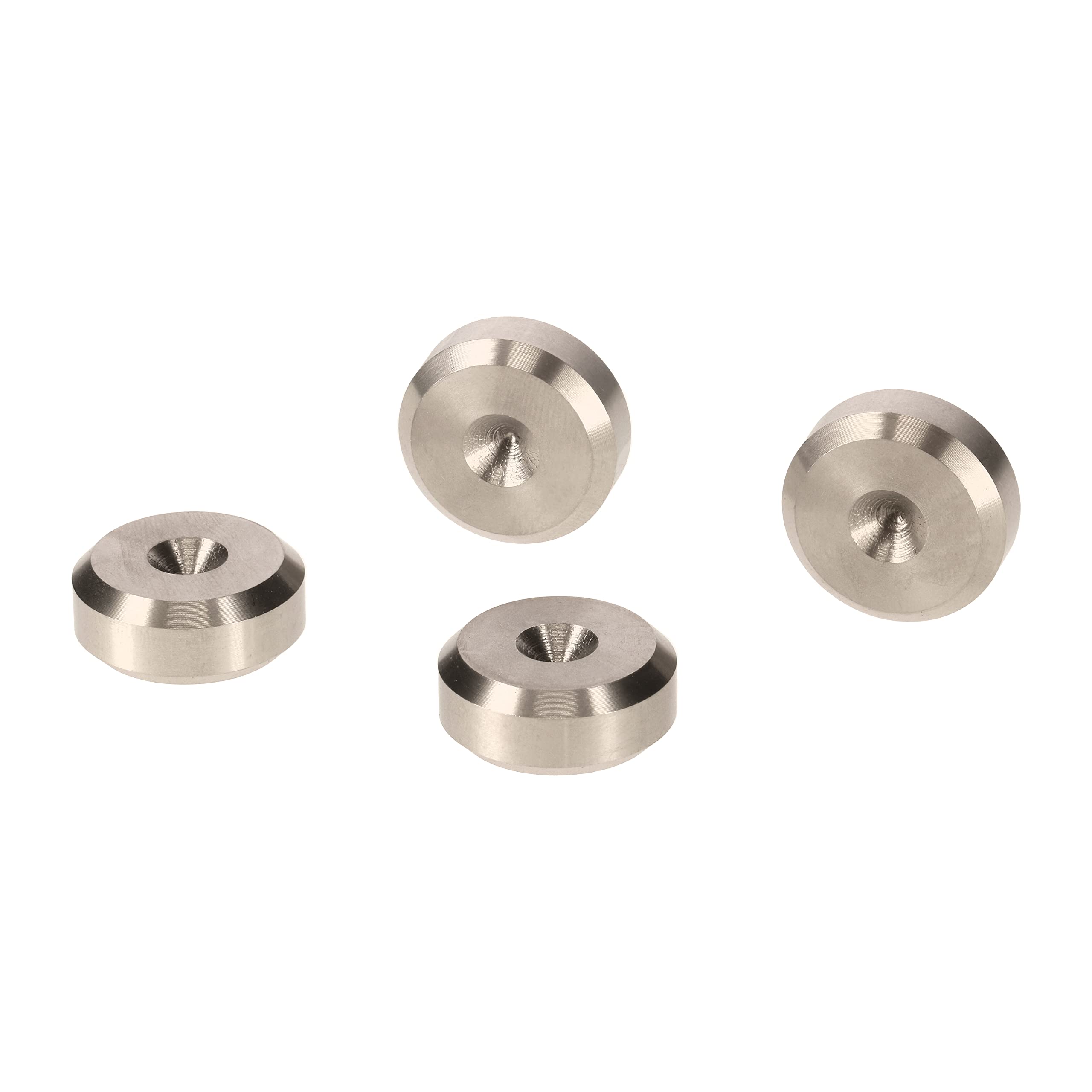 PrecisionGeek® Chamfered Speaker Spike Pads – Isolation Pads for HiFi Speakers, Subwoofers & Speaker Stands – Anti-Vibration (Ø20 mm – Stainless Steel – Pack of 4)