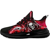 Men's Funky Graffiti Sneakers Splash Mesh Athletic Tennis Shoes with Skull Artwork Lightweight Casual Halloween Running Shoes