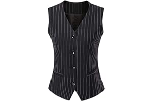 V VOCNI Women's Fully Lined 4 Button V-Neck Economy Dressy Suit Vest Waistcoat