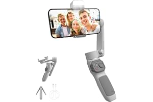 Zhiyun Smooth Q3, 3-Axis Gimbal Stabilizer for Smartphone with Fill Light and Tripod, Auto Inception Dolly-Zoom Time-Lapse, Portable and Foldable, Gesture Control, Android and iPhone Gimbal