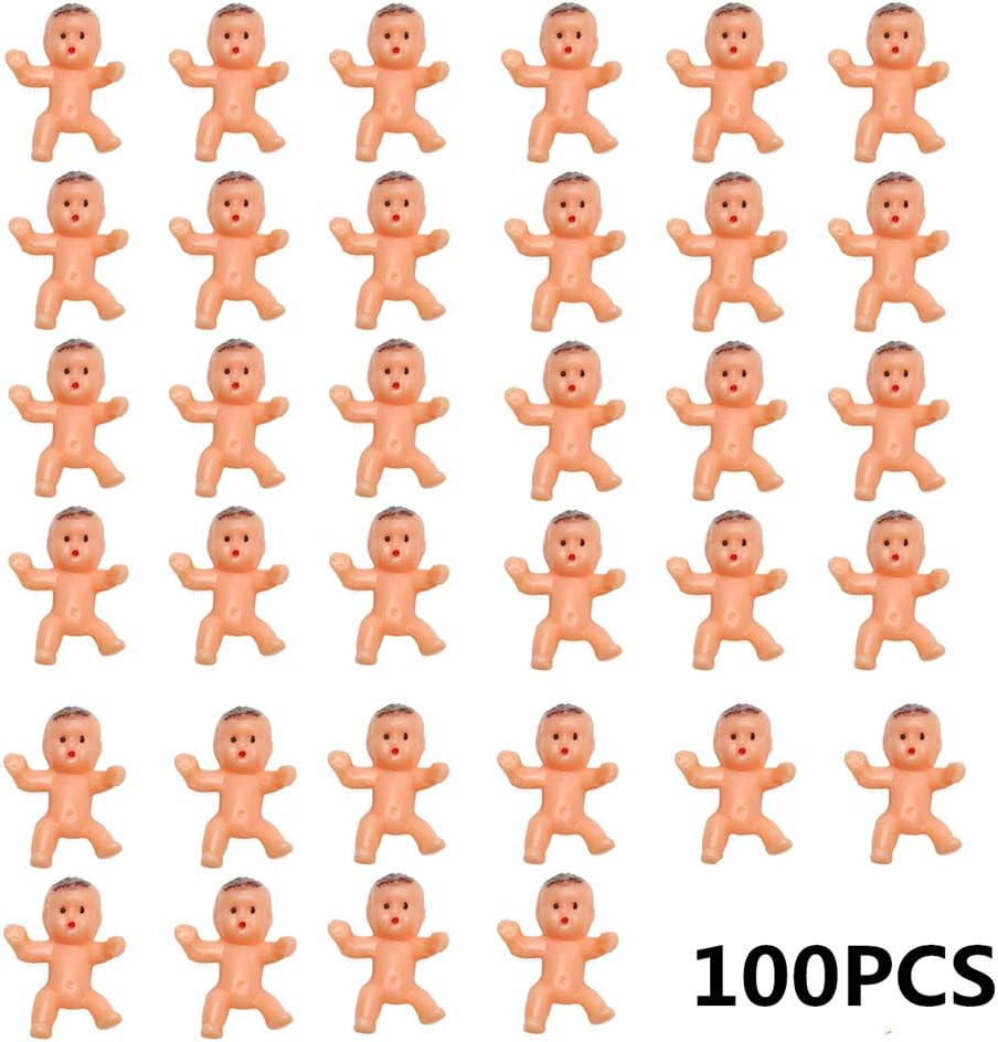 Lisanl 100pcs 1 Inch Mini Plastic Baby for Baby Shower and Ice Cube Game Favor Supplies