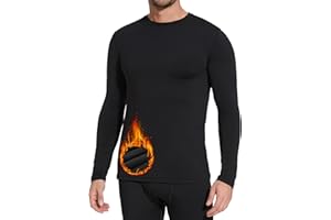 BESTENA Men's Long Sleeve Thermal Underwear Fleece Lined Base Layer Cold Weather Tops Long John Shirts for Men