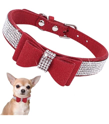 Perro Gato Collar Para Perros Y Gatos - Cuero Sintético Con Cristales Rhinestone Collar Mascota Cristales Lujo Elegante
