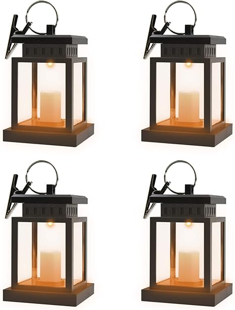Amazon Com Beinhome Solar Lanterns Outdoor Hanging Waterproof Solar Powered Patio Yard Backyard Christmas Decorative Candle Lanterns Umbrella Lights Post Deck Tree Floor Lamps 4 Packs Home Improvement
