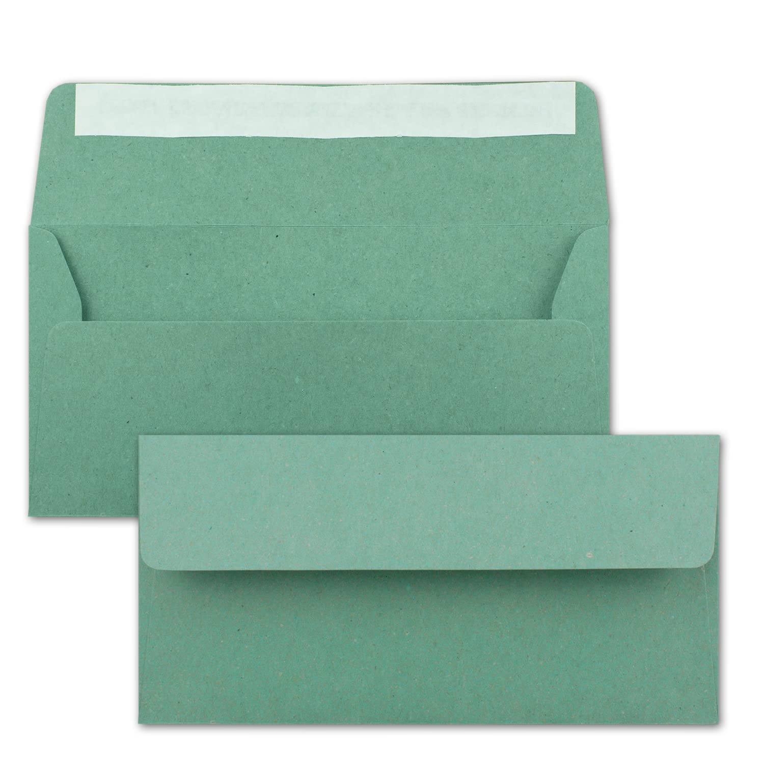 100x Kraft paper envelopes DIN long - Eucalyptus green - Self-adhesive 11 x 22 cm - Letter envelopes made of recycled paper - Vintage envelopes by