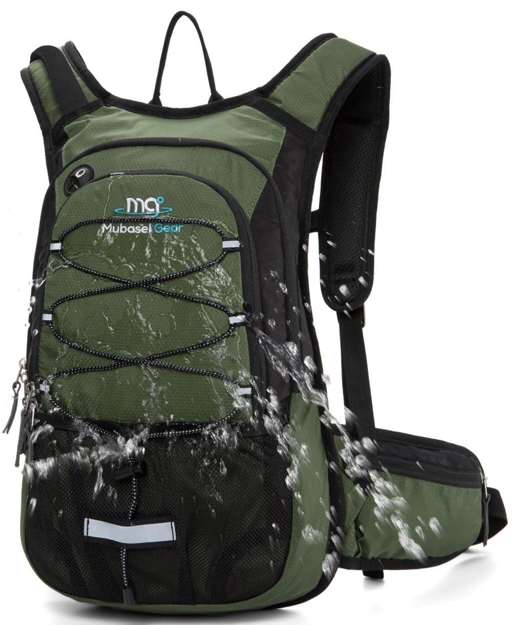 Photo 1 of 15L Insulated Hydration Backpack Pack with 2L Water Bladder Lightweight Hiking Backpack Bag for Women Men Daypack for Hiking Running Festival Camping Biking (Olive)