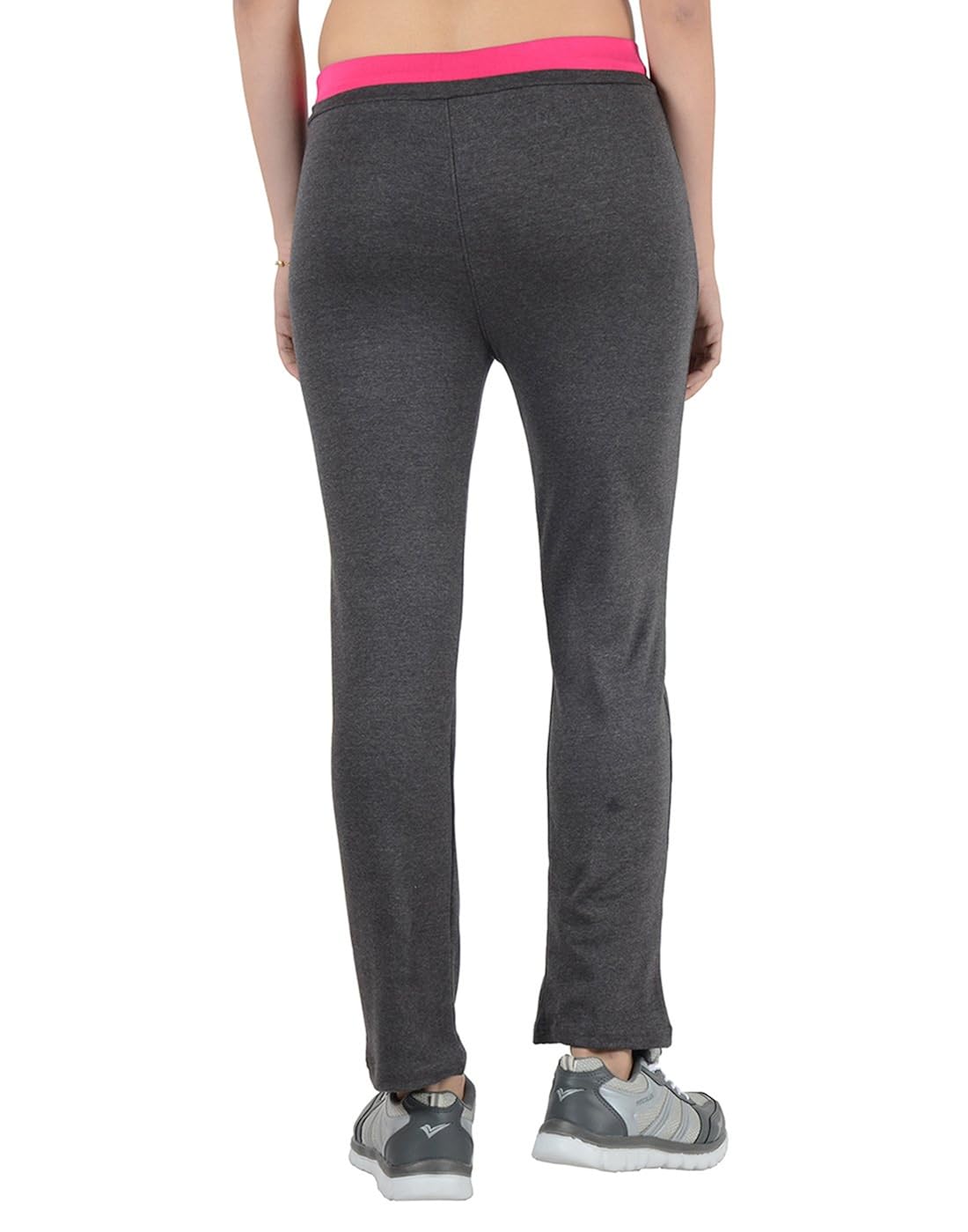 2day women's solid cotton track pants black/dark grey (pack of 2)