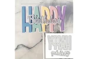 Lapoo Flowers Metal Cutting Die for Scrapbooking - Durable, Cut Stencils for DIY Scrapbook Photo Album Decorative Paper Card, Card Making Supplies, Embossing (Happy Birthday Two Sets 4.8 x 1.4 in)