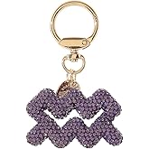 Rhinestone Zodiac Sign Horoscope Charms Key Ring 12 Constellation Astrology Key Chain for Women Birthday Jewelry